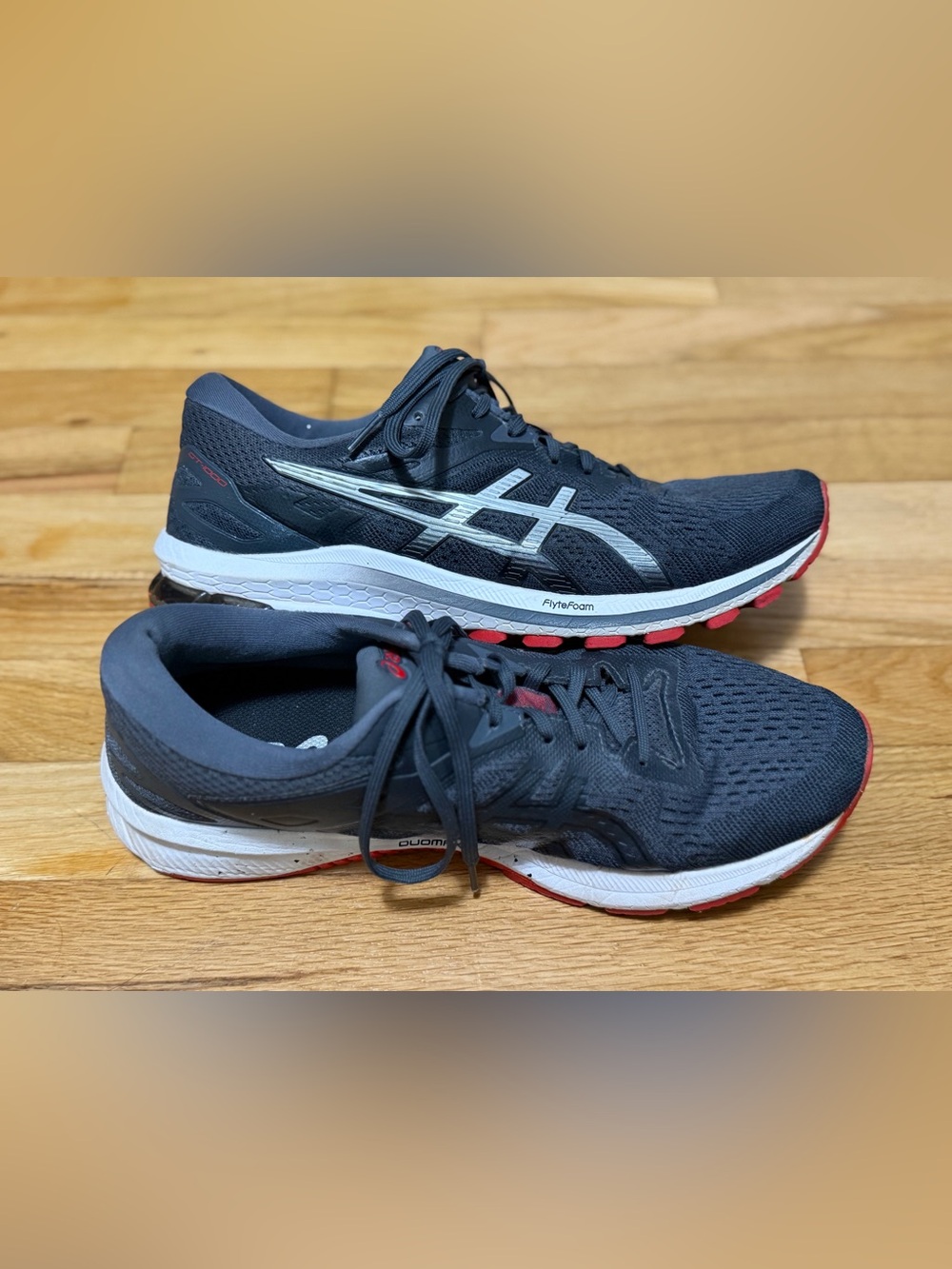 ASICS GT-2000 Men’s 10.5 Running Shoes Black Gray Red FlyteFoam DuoMax